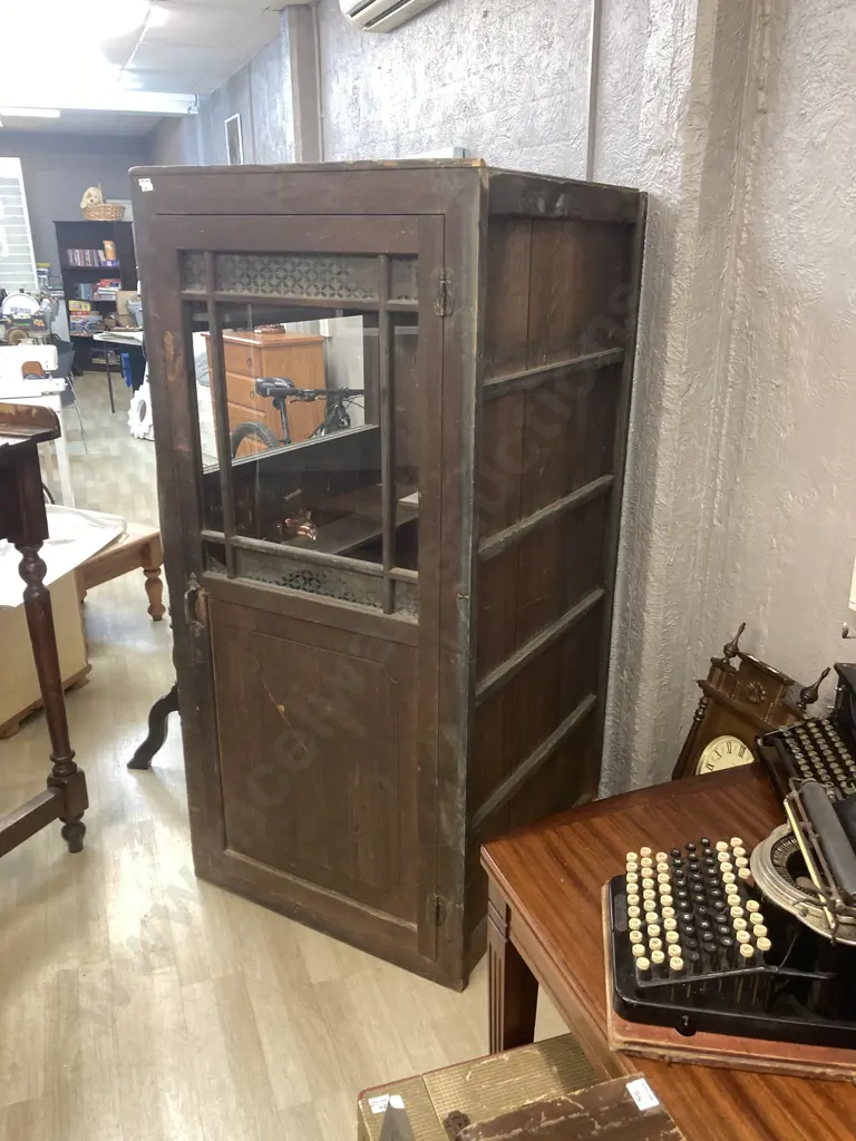 Early Japanese Telephone Box With Graffiti Inside With Door Glazed & Panelled. H175 W82 D86cm Image 1++