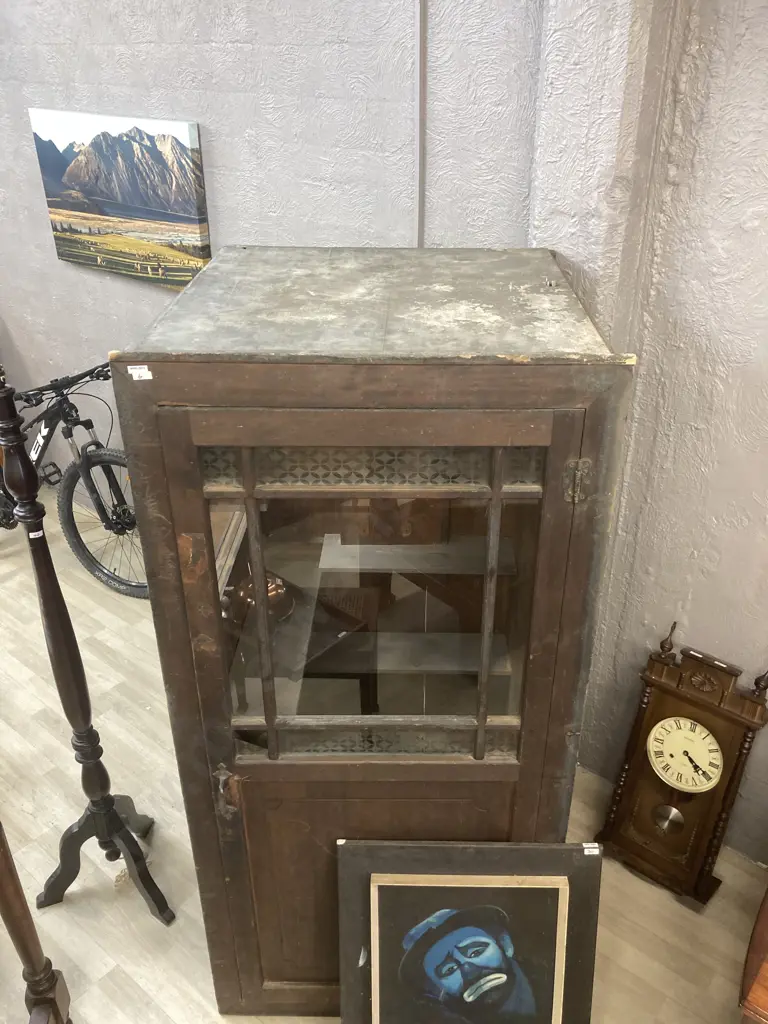Early Japanese Telephone Box With Graffiti Inside With Door Glazed & Panelled. H175 W82 D86cm Image 1++