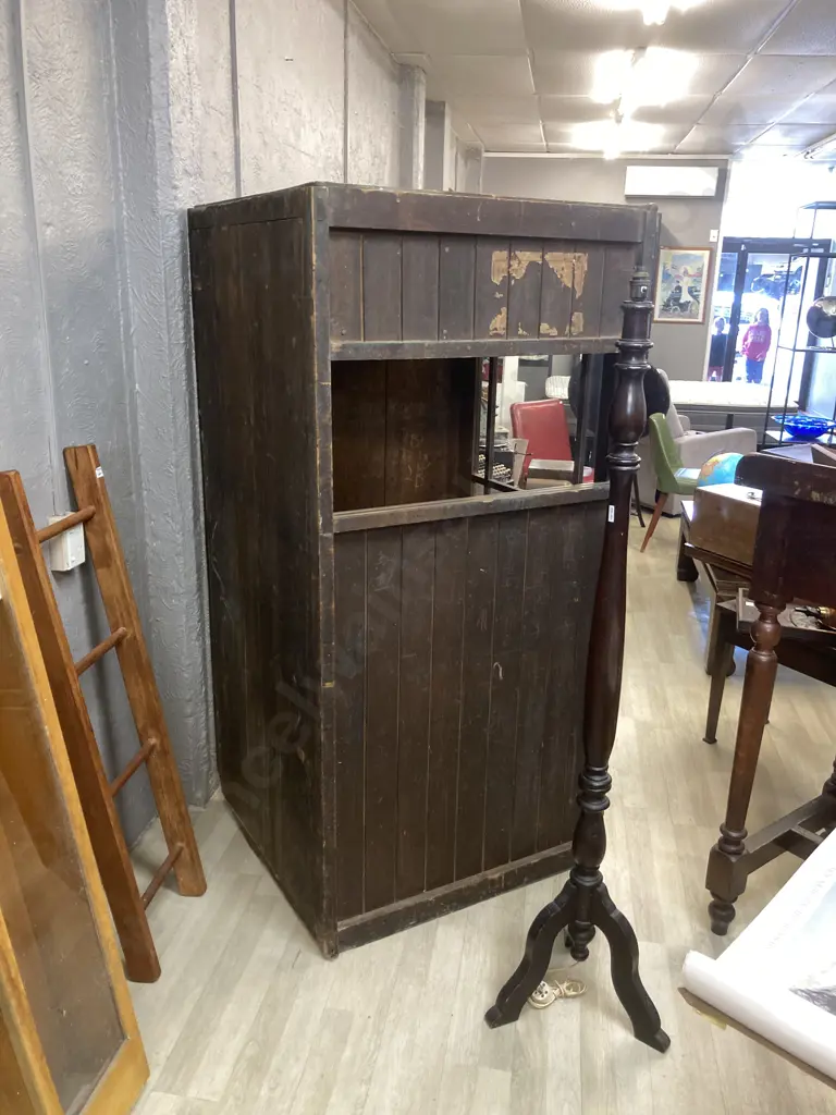 Early Japanese Telephone Box With Graffiti Inside With Door Glazed & Panelled. H175 W82 D86cm Image 1++