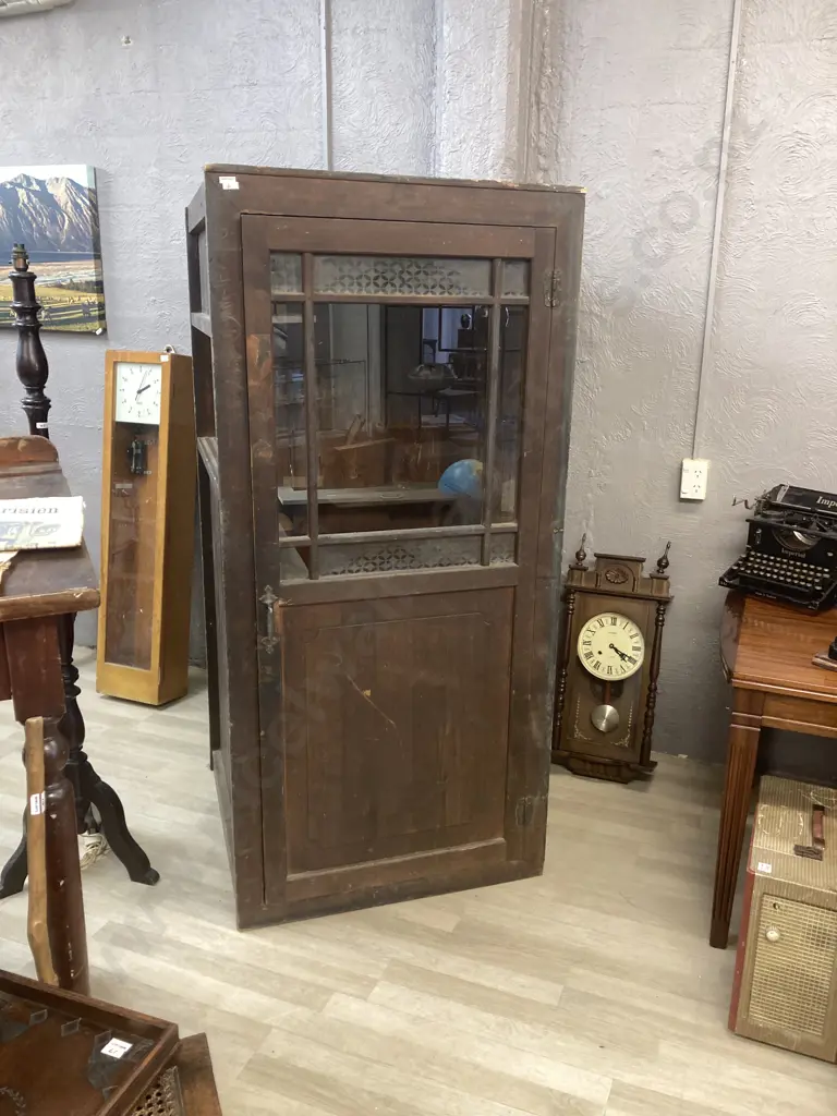 Early Japanese Telephone Box With Graffiti Inside With Door Glazed & Panelled. H175 W82 D86cm Image 1++