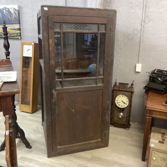 Early Japanese Telephone Box With Graffiti Inside With Door Glazed & Panelled. H175 W82 D86cm