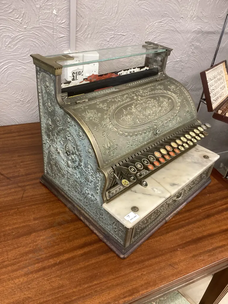 Antique Brass National Cash Register Model 356 c1905 Drayton Ohio, USA. Factory Number 976046W (As Found) Image 1++