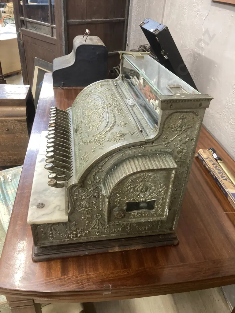 Antique Brass National Cash Register Model 356 c1905 Drayton Ohio, USA. Factory Number 976046W (As Found) Image 1++