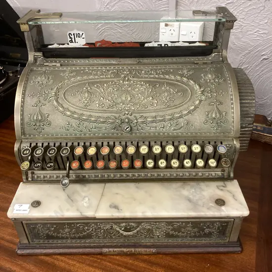 Antique Brass National Cash Register Model 356 c1905 Drayton Ohio, USA. Factory Number 976046W (As Found)