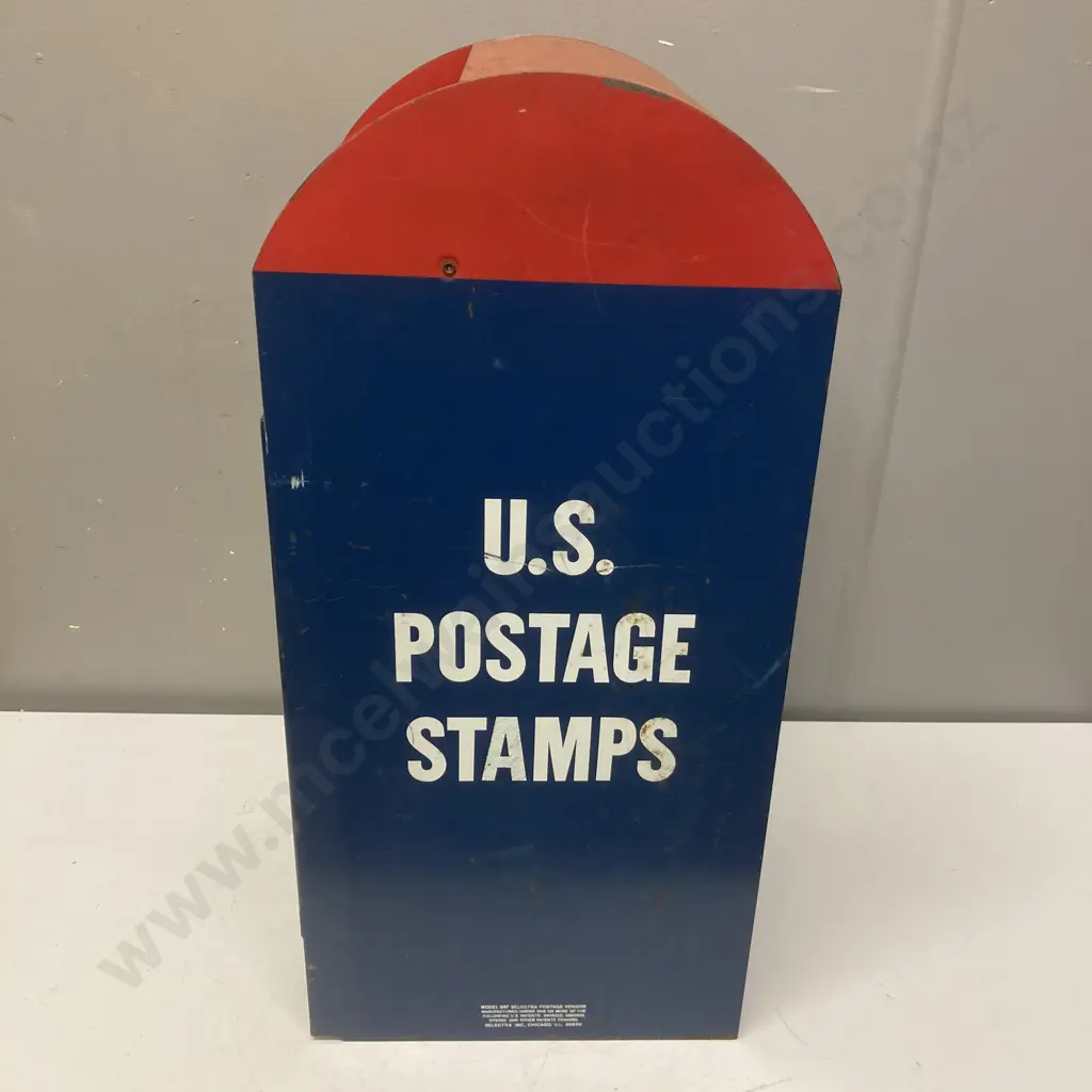 Vintage Selectra Postage Vendor Model S67, USA Postage Stamp Coin-Op Metal Vending Machine. H57 W23 D27cm Image 1++