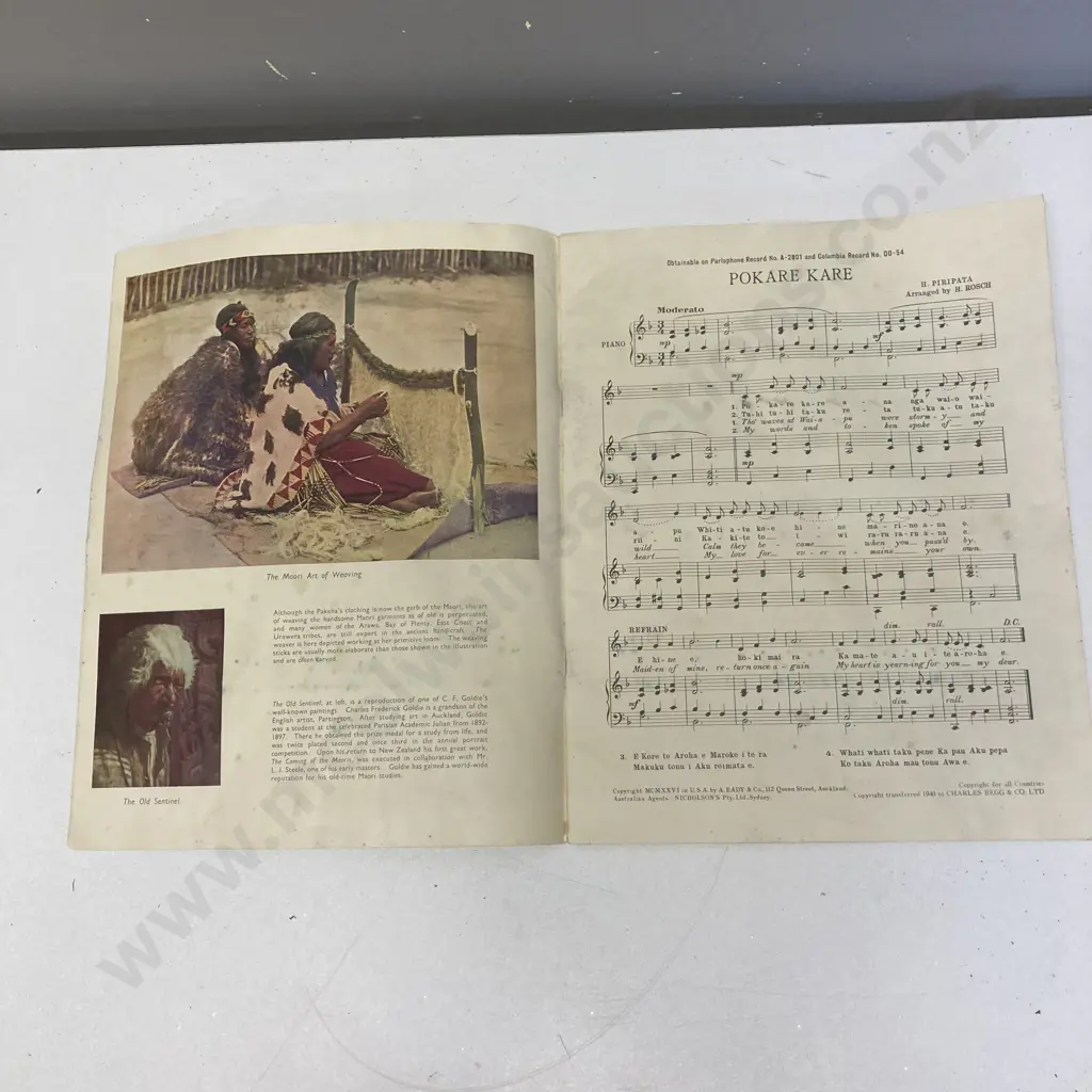 Famous Maori Songs; Maori Song & Picture Album, Paperback, Published By Chas. Begg & Co Ltd (Auckland) 1926 Image 1++