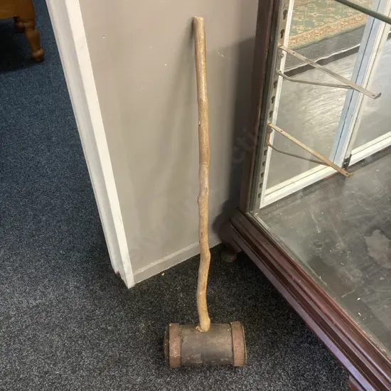 Vintage Wooden Maul With native Wood Handle. L93cm