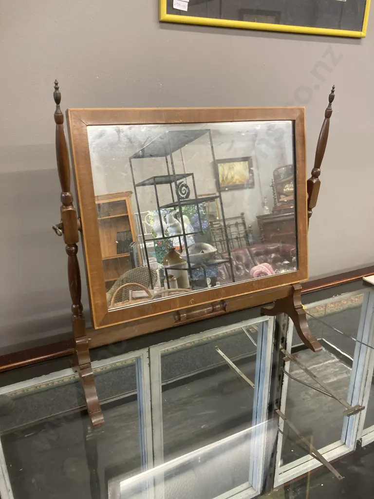 Antique Edwardian Mahogany Dressing Table Toilet Swing Mirror c1900. h52 W48 D19cm Image 1++