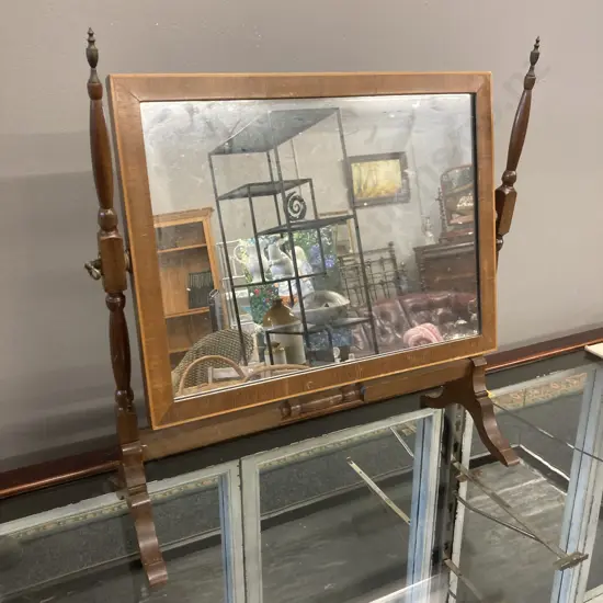 Antique Edwardian Mahogany Dressing Table Toilet Swing Mirror c1900. h52 W48 D19cm