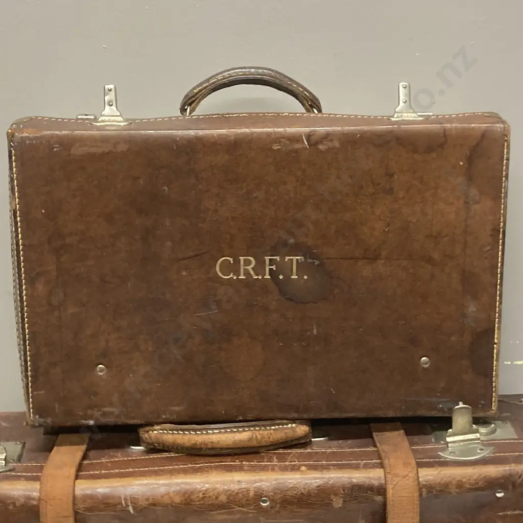 Pair of Vintage Leather Cases - Monogramed C. R. F. T Image 1++