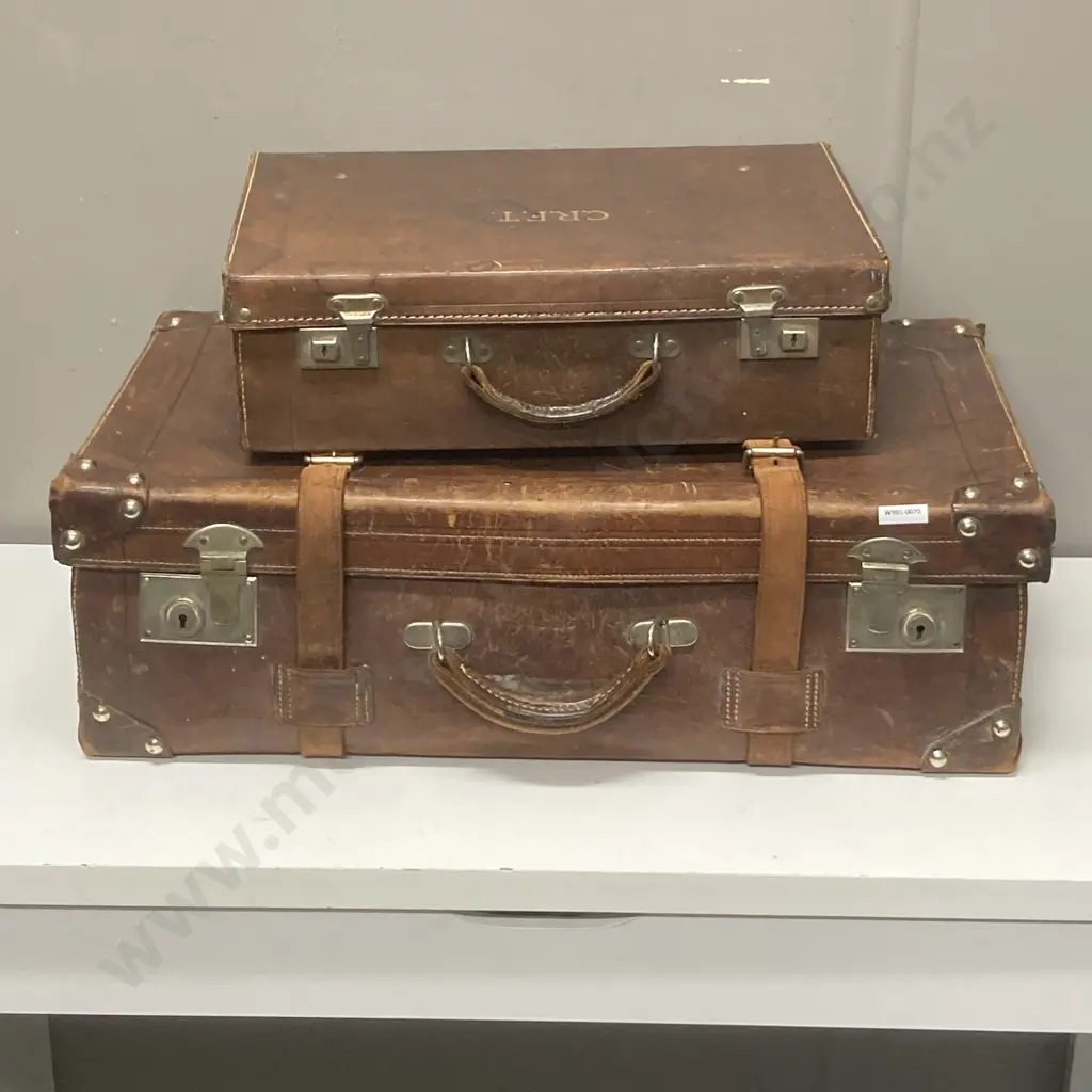Pair of Vintage Leather Cases - Monogramed C. R. F. T Image 1++