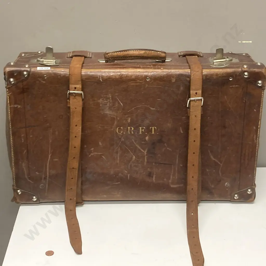Pair of Vintage Leather Cases - Monogramed C. R. F. T Image 1++