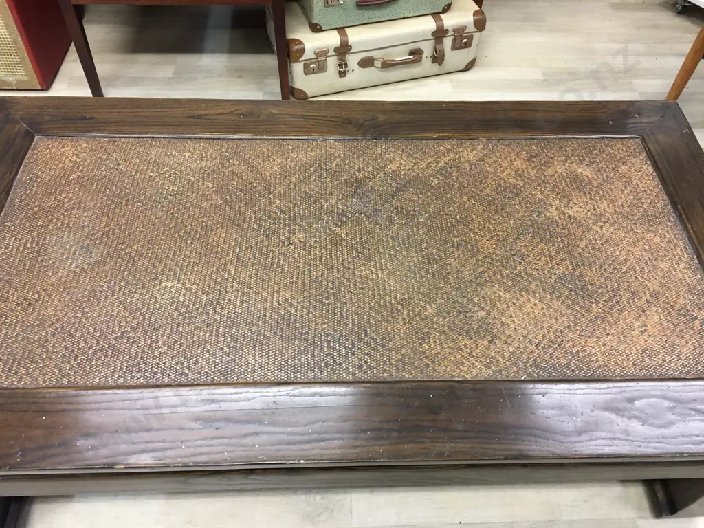 Large Chinese Opium Coffee Table with Cane Inset Top. H43 W142 D76cm Image 1++