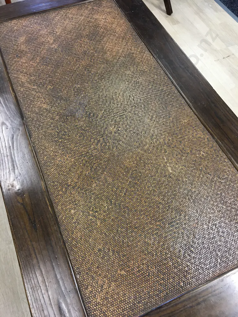 Large Chinese Opium Coffee Table with Cane Inset Top. H43 W142 D76cm Image 1++