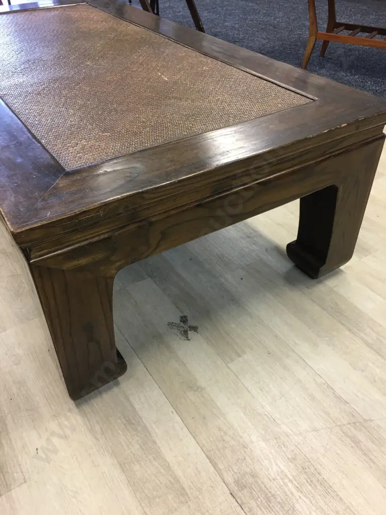 Large Chinese Opium Coffee Table with Cane Inset Top. H43 W142 D76cm Image 1++