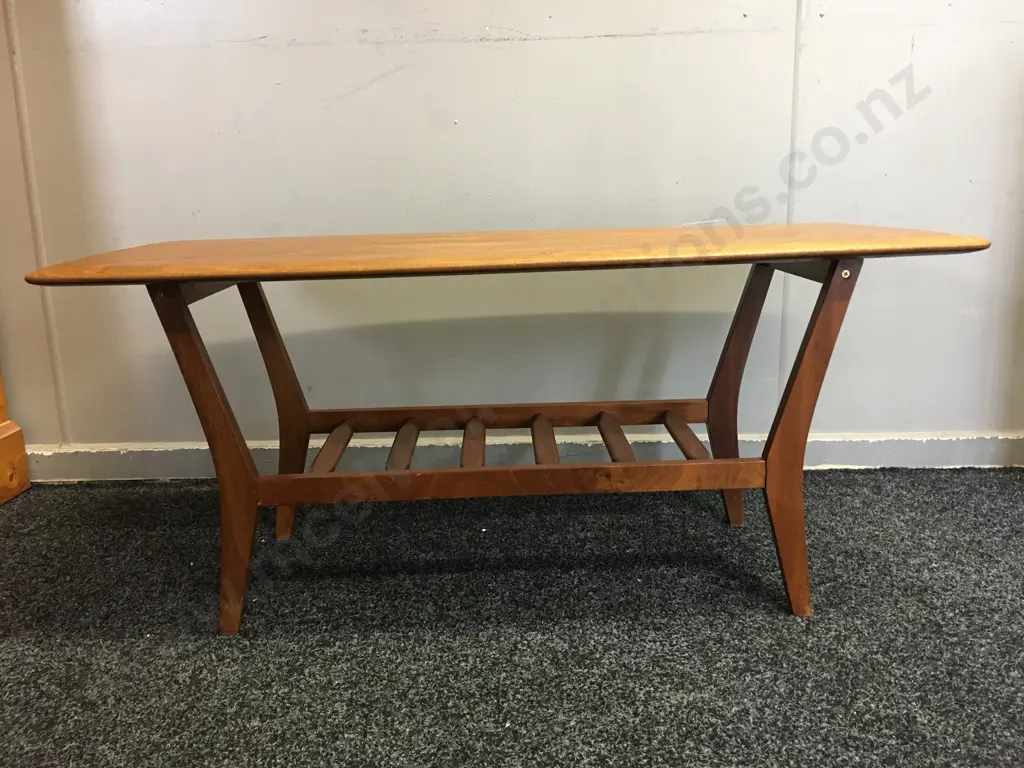 Mid Century Coffee Table With Slatted Shelf H42,W100,D43cm. Image 1++