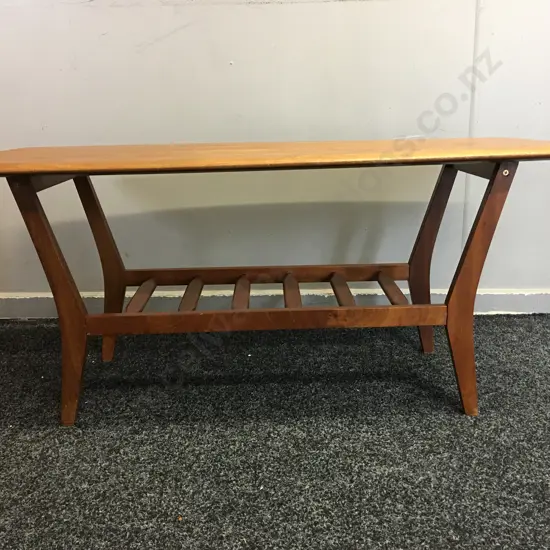 Mid Century Coffee Table With Slatted Shelf H42,W100,D43cm.