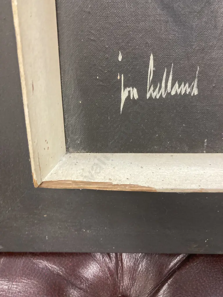 Jon Helland Crying Clown Painting On Canvas With Vintage Frame (As Found). 67 x 57cm Image 1++