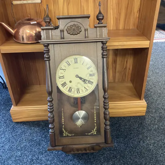 Concordia 31 Day Chiming Pendulum Wall Clock In Wood Case, With Key. H79 W34 D14cm