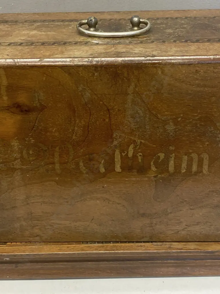 Wertheim Hand Sewing Machine #S6854540 With Wooden Case With Marquetry Image 1++