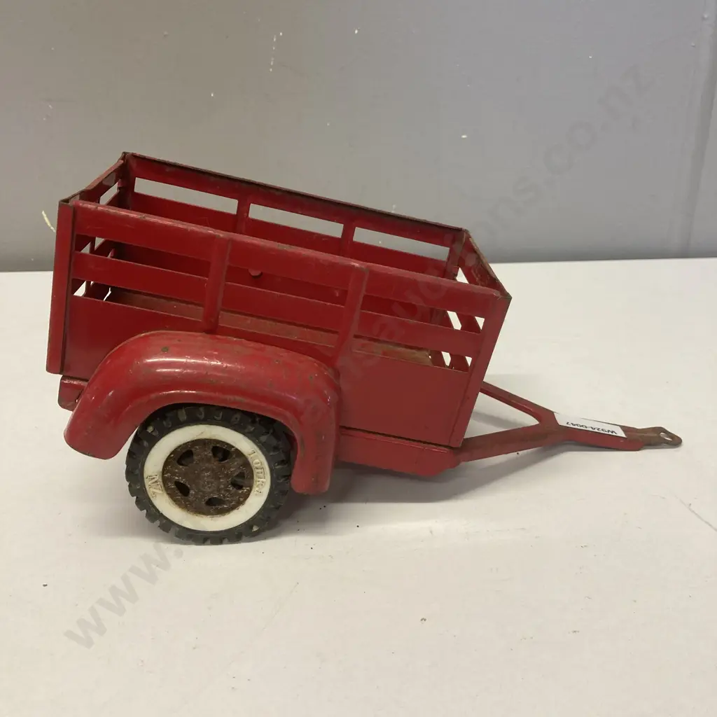 Vintage 1960s Tonka Toys Red Step Side Stake Trailer, Pressed Steel. L27cm Image 1++