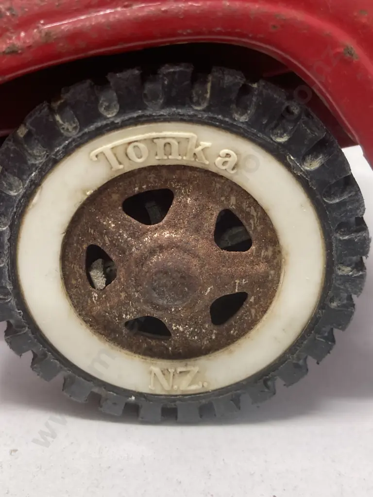 Vintage 1960s Tonka Toys Red Step Side Stake Trailer, Pressed Steel. L27cm Image 1++