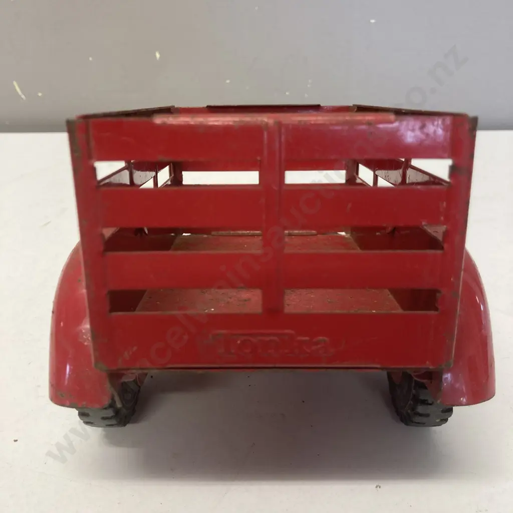 Vintage 1960s Tonka Toys Red Step Side Stake Trailer, Pressed Steel. L27cm Image 1++