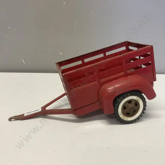 Vintage 1960s Tonka Toys Red Step Side Stake Trailer, Pressed Steel. L27cm
