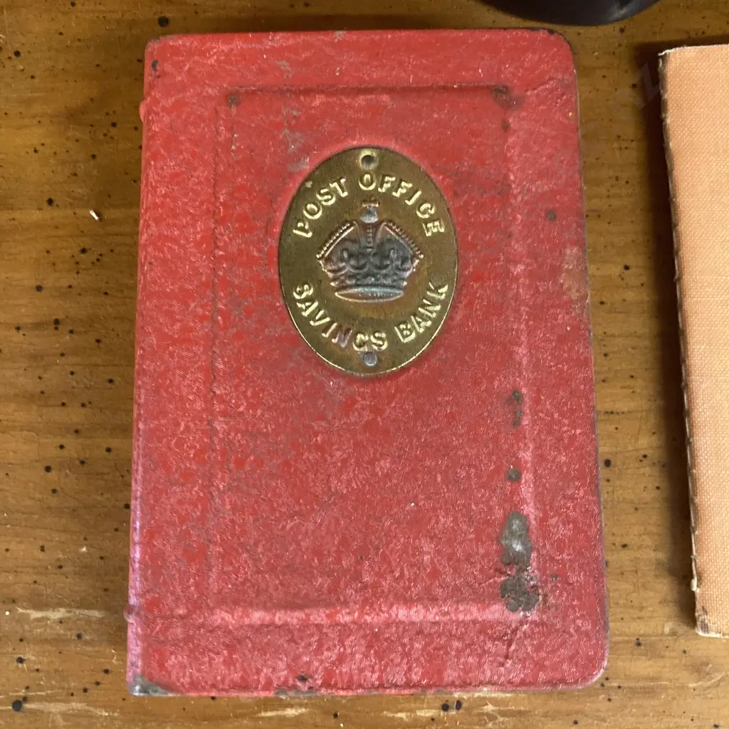 Vintage Post Office Savings Bank Book Money Box (No Key) & Passbook, Pillar Post Box Money Box Image 1++