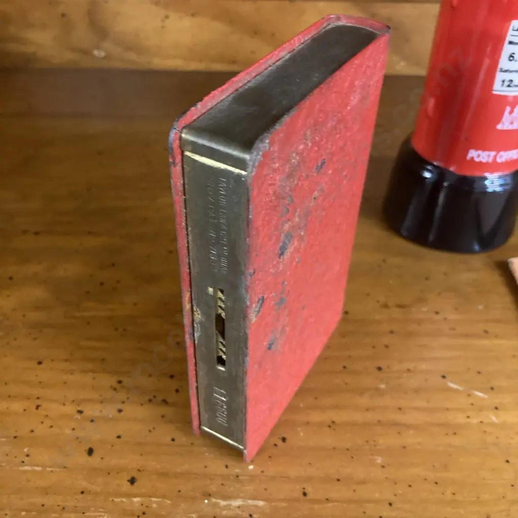 Vintage Post Office Savings Bank Book Money Box (No Key) & Passbook, Pillar Post Box Money Box Image 1++