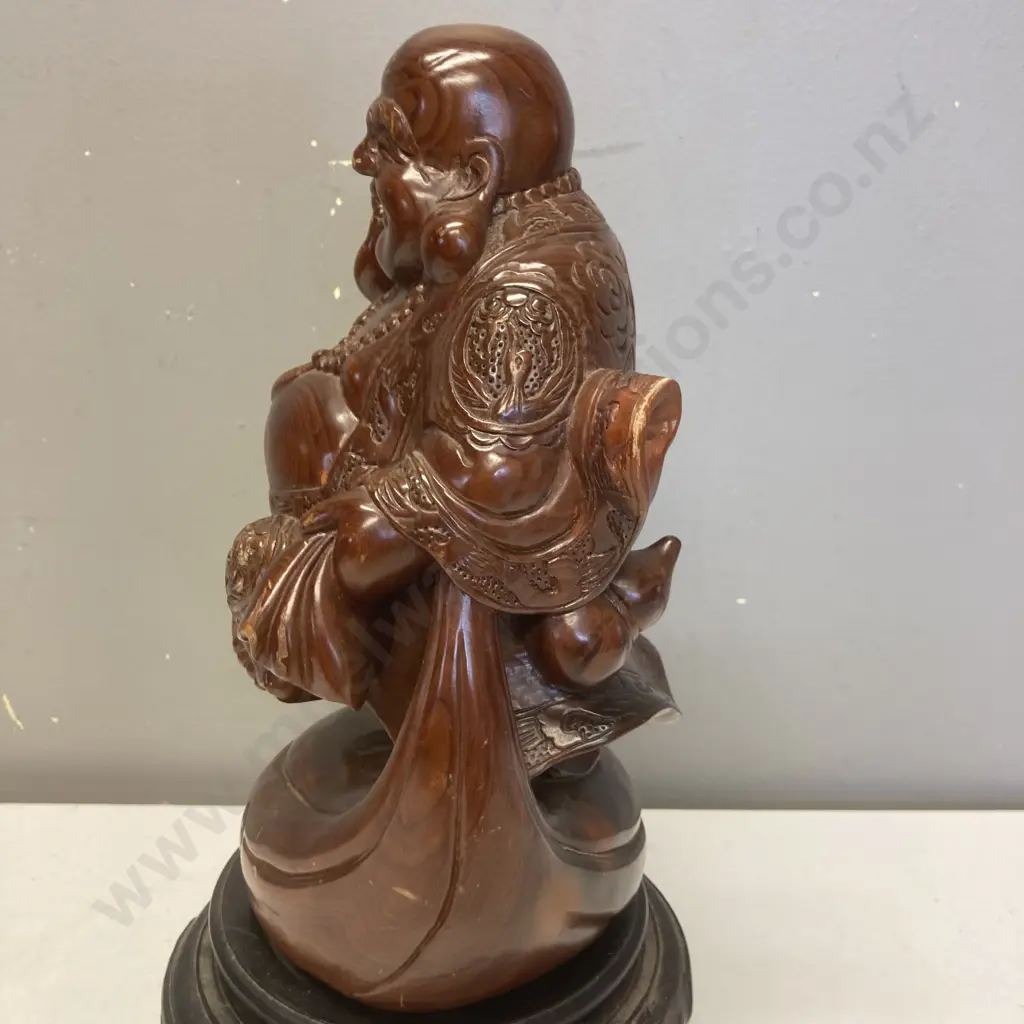 Wooden Buddha Statue On Plinth. H31cm Image 1++