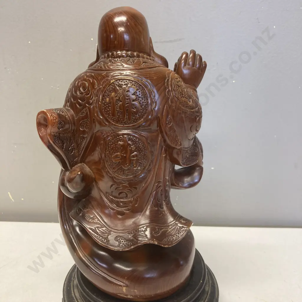 Wooden Buddha Statue On Plinth. H31cm Image 1++