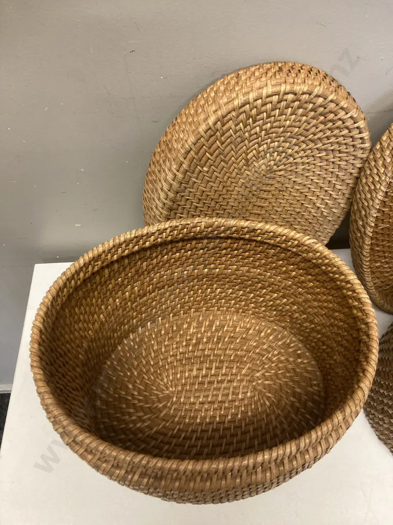 Pair of Woven Rattan Storage Baskets. H28 W36 D27cm Image 1++
