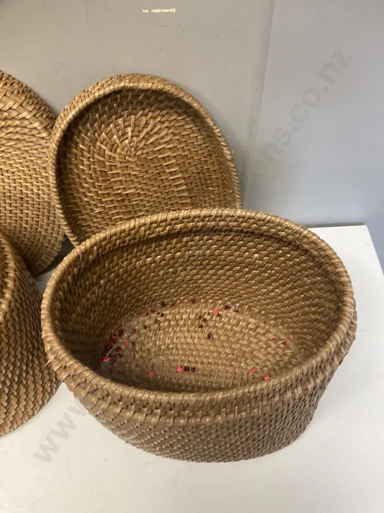 Pair of Woven Rattan Storage Baskets. H28 W36 D27cm Image 1++