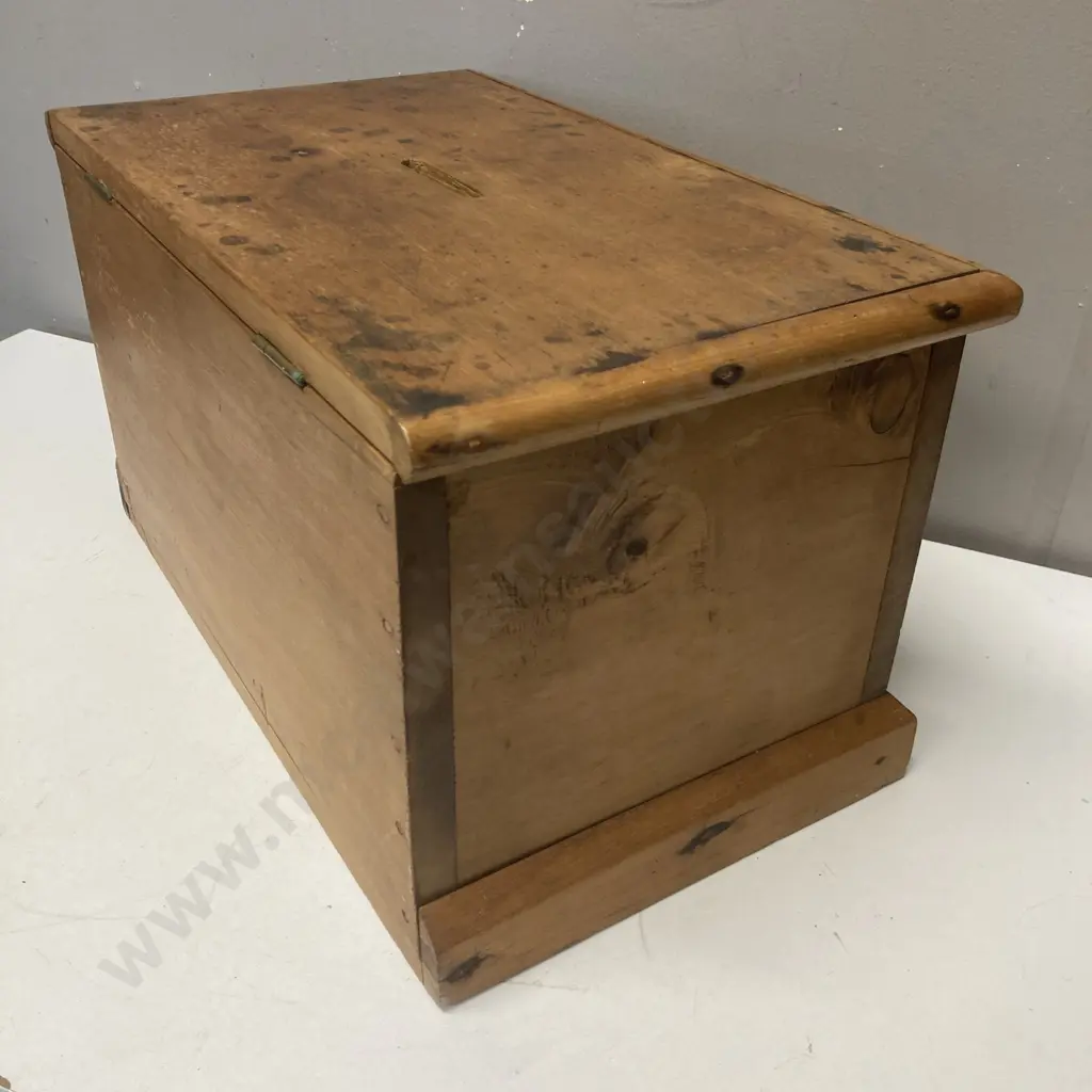 Large Antique Kauri Donation Box. H24 W40.5 D24cm Image 1++