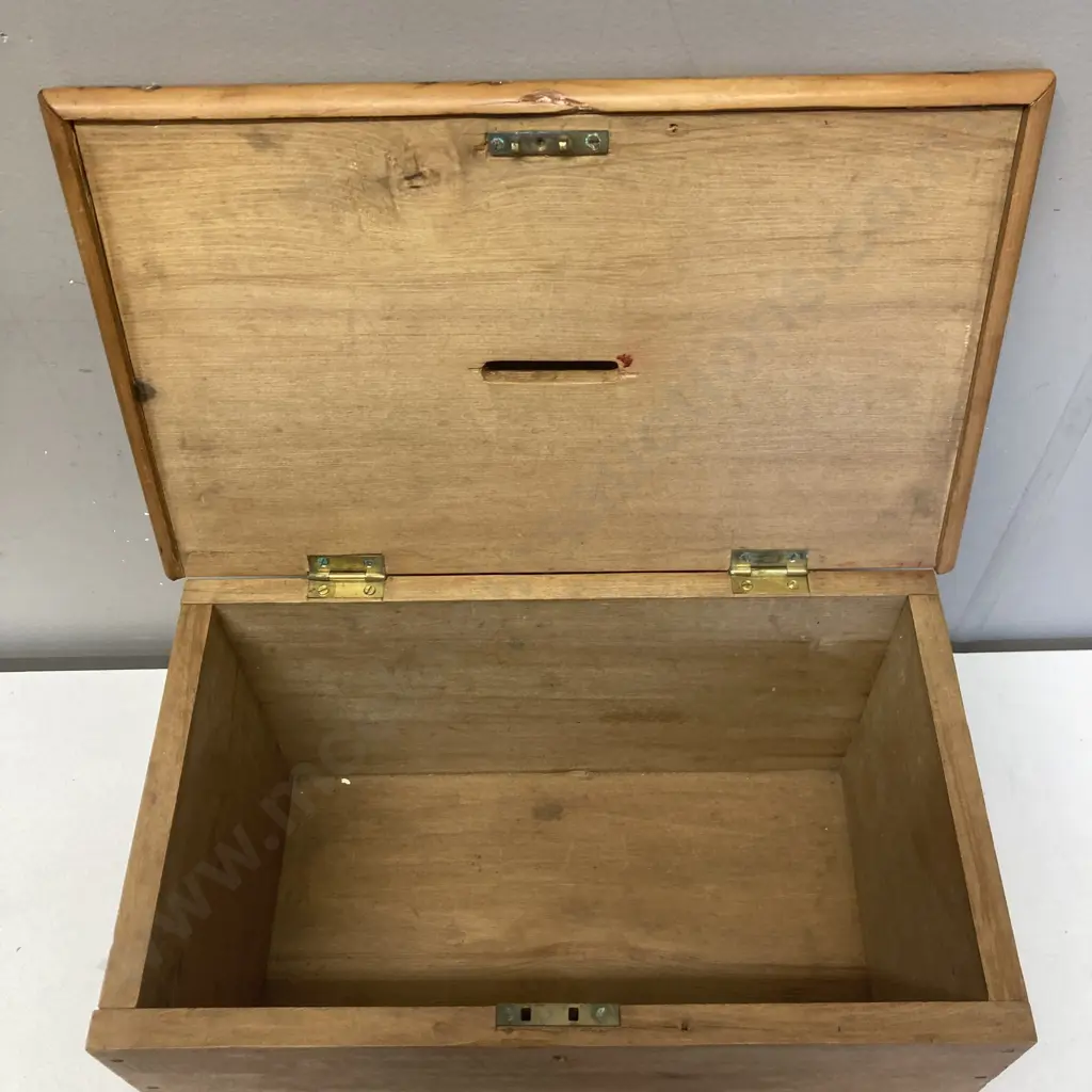 Large Antique Kauri Donation Box. H24 W40.5 D24cm Image 1++