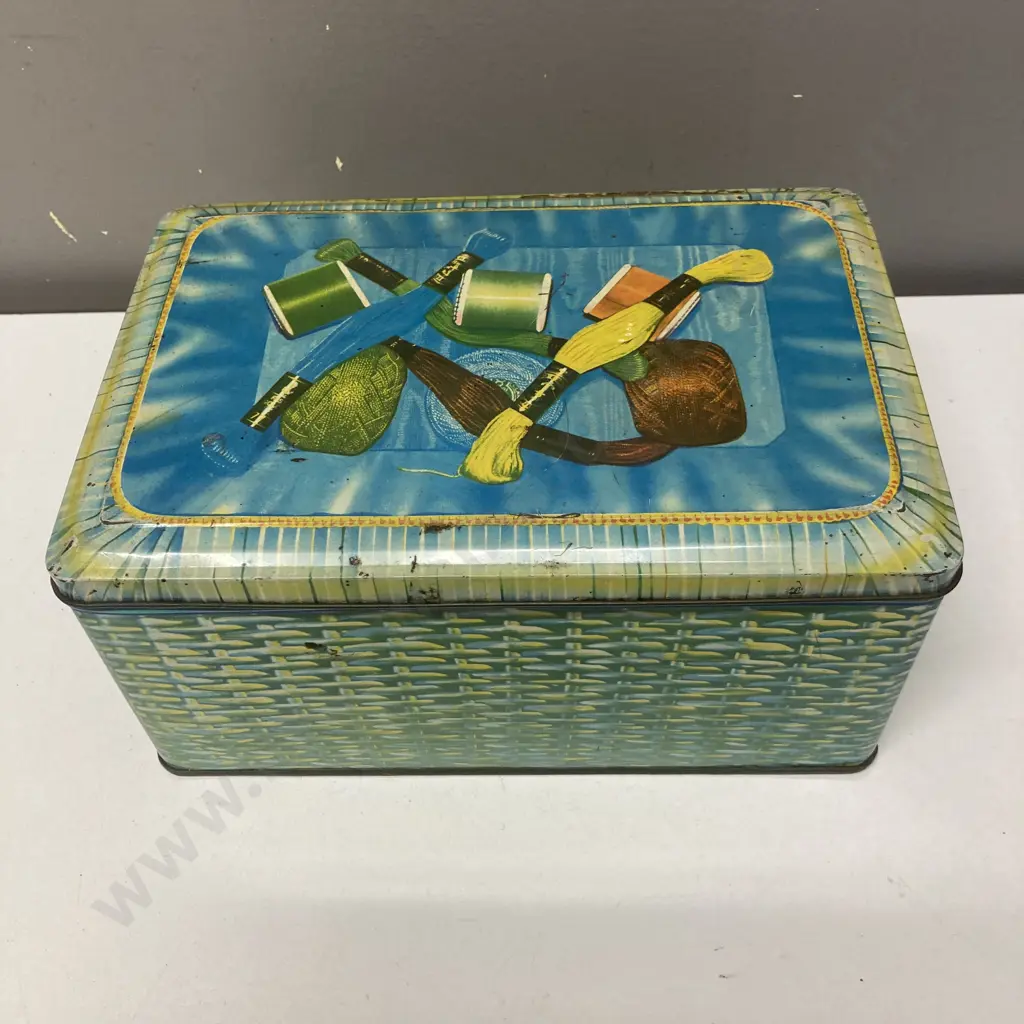 Vintage Tin With Assorted Cottons Image 1++