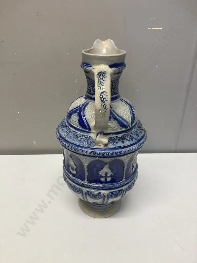 Antique Westerwald German Salt Glaze Stoneware Jug. 37 x 20cm Image 1++