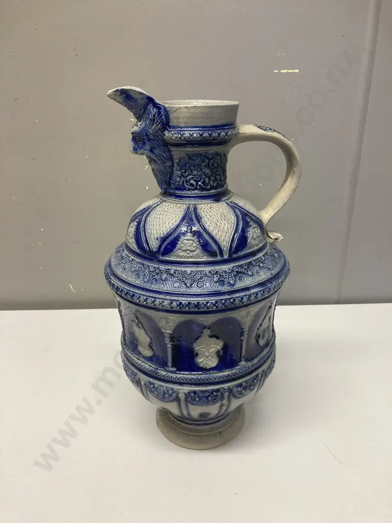 Antique Westerwald German Salt Glaze Stoneware Jug. 37 x 20cm Image 1++