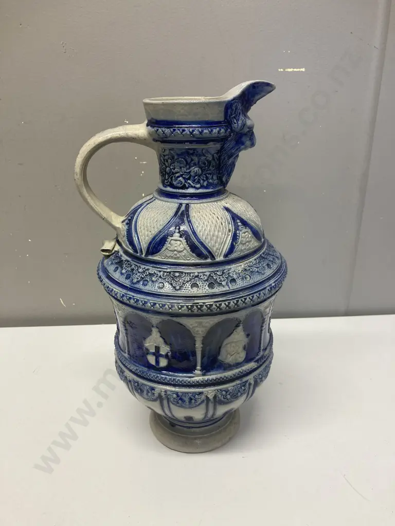 Antique Westerwald German Salt Glaze Stoneware Jug. 37 x 20cm Image 1++