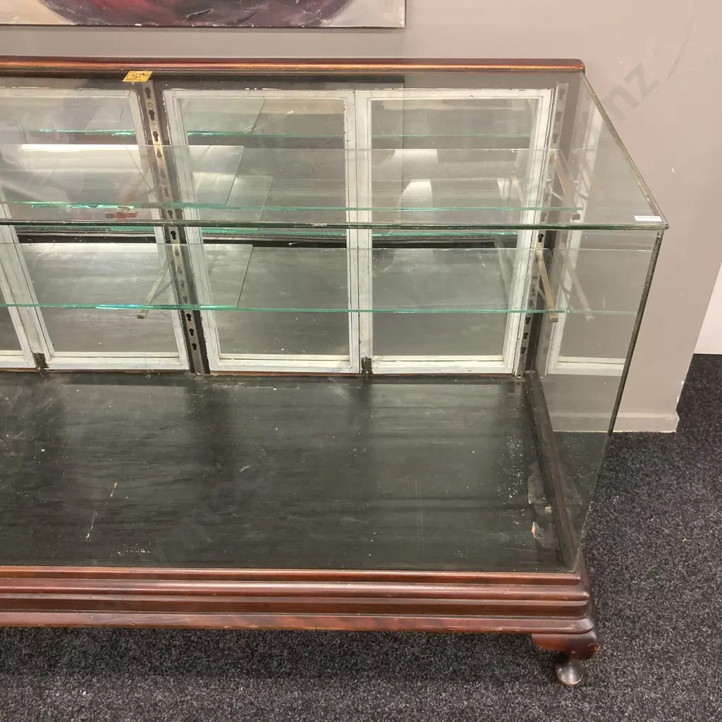 Large Antique Shop Display Cabinet. H97 W167 D70cm (Top Glass Has Cracked) Image 1++