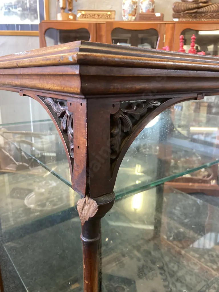 Victorian Antique Glazed Jewellers Display Case, Carved Wooden Supports. H100 W68 D94cm Image 1++