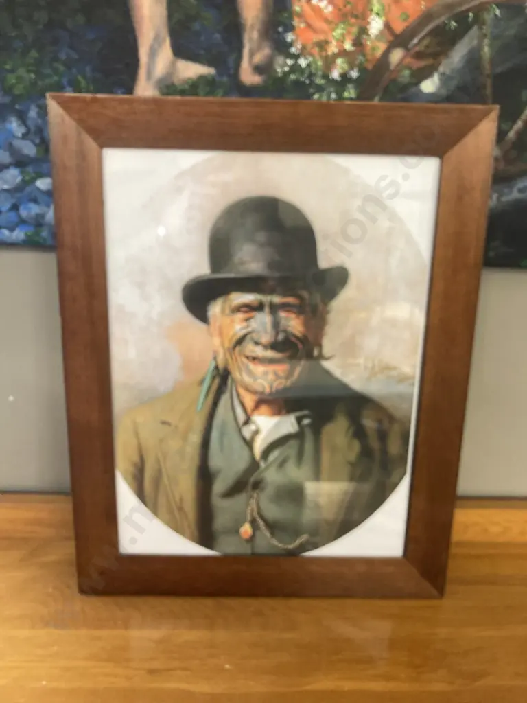 Wood Framed Artwork Te Aho o Te Rangi Wharepu - Ngati Mahuta. 48 x 38cm Image 1++