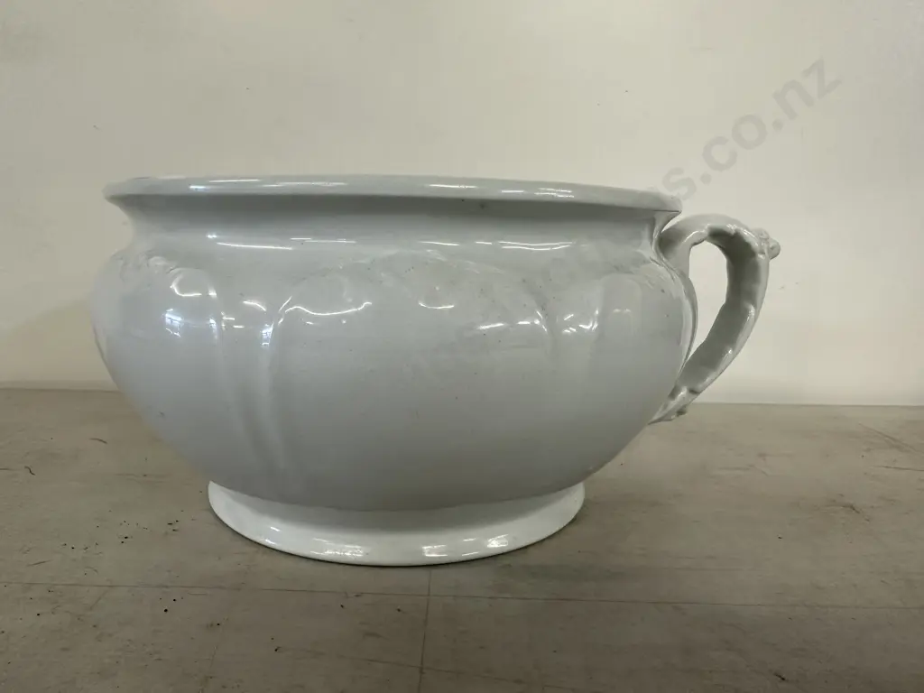 English Antique White Chamber Pot - Johnson Bros (Small Chip On Base) Image 1++