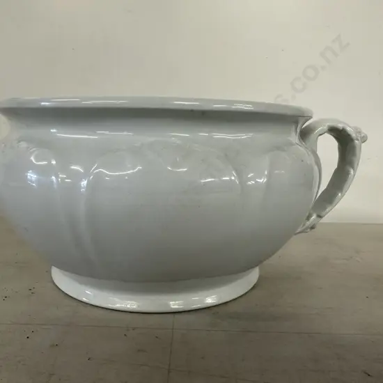 English Antique White Chamber Pot - Johnson Bros (Small Chip On Base)