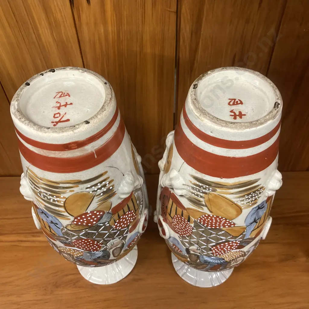 Pair of Signed Japanese Antique Satsuma Vases. H31cm Image 1++