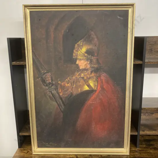 Framed Painting of Rembrandt's A Man In Armor. 96 x 66cm