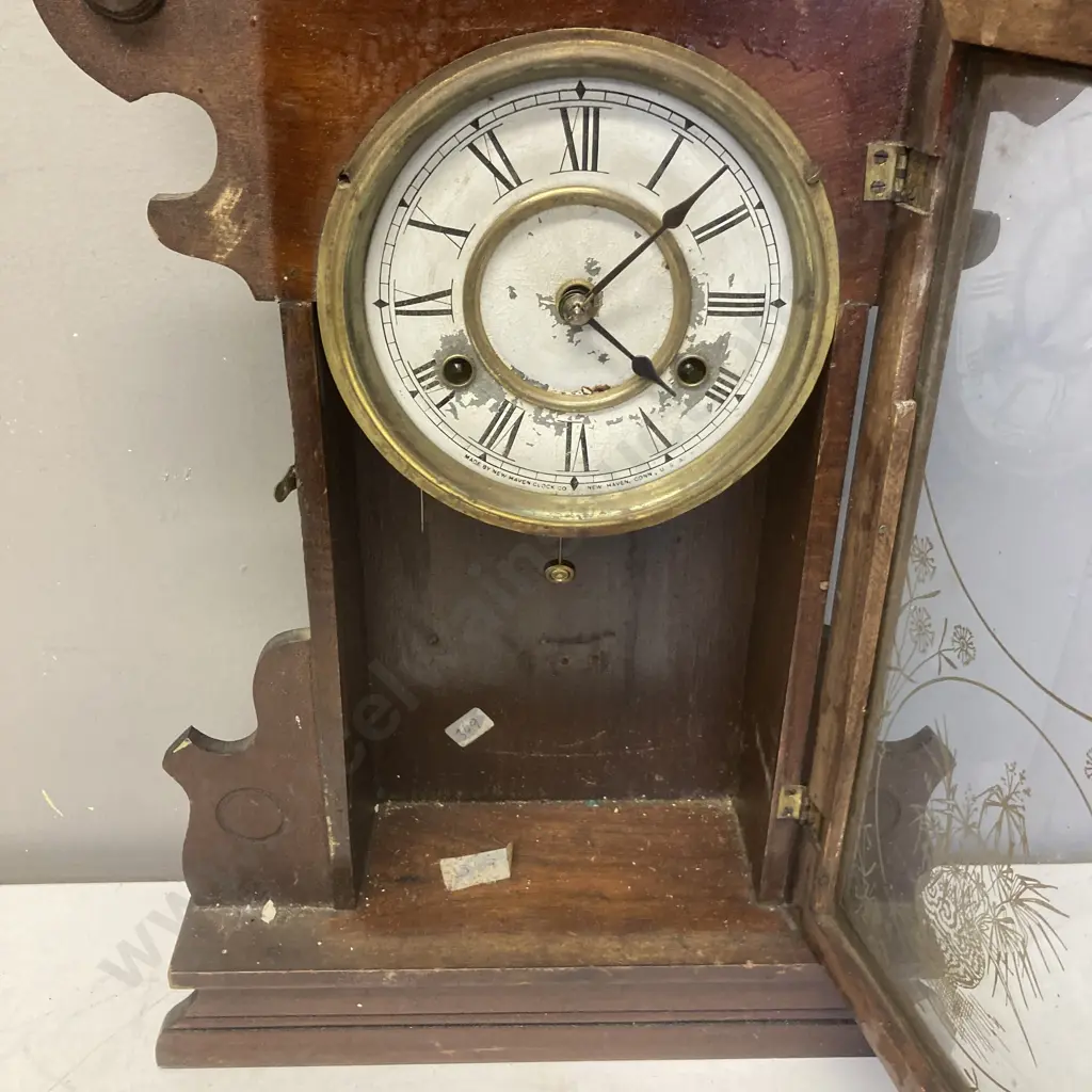 Pair of Vintage New Haven Clock Co USA Clocks in As Found Condition. 55 x 33cm Image 1++