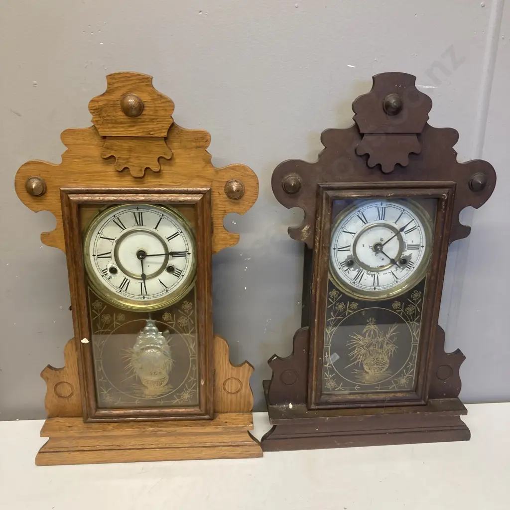Pair of Vintage New Haven Clock Co USA Clocks in As Found Condition. 55 x 33cm Image 1++
