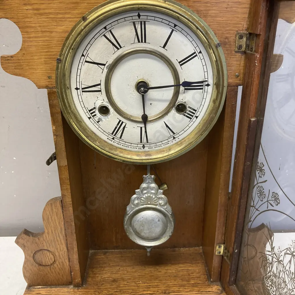 Pair of Vintage New Haven Clock Co USA Clocks in As Found Condition. 55 x 33cm Image 1++
